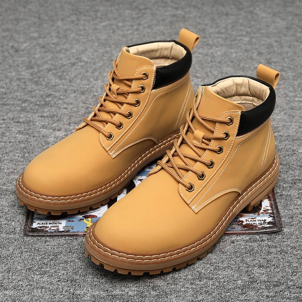 Men's Leather Short Boots Desert Rhubarb Boots New High-Top Martin Boots